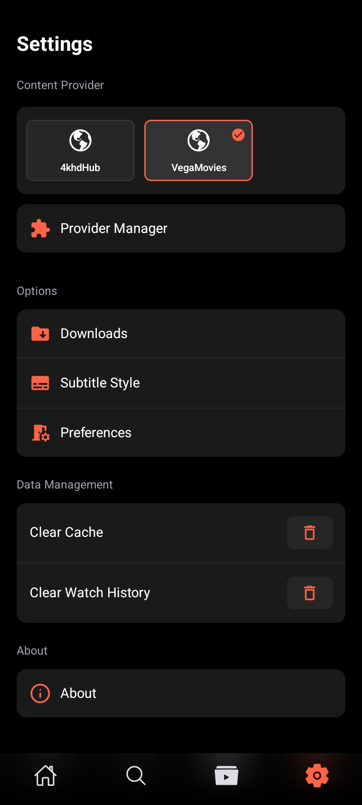 Settings Screen